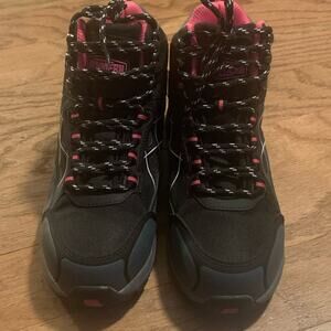 Larnmern Steel Toe Work Boots Black Pink Size 8